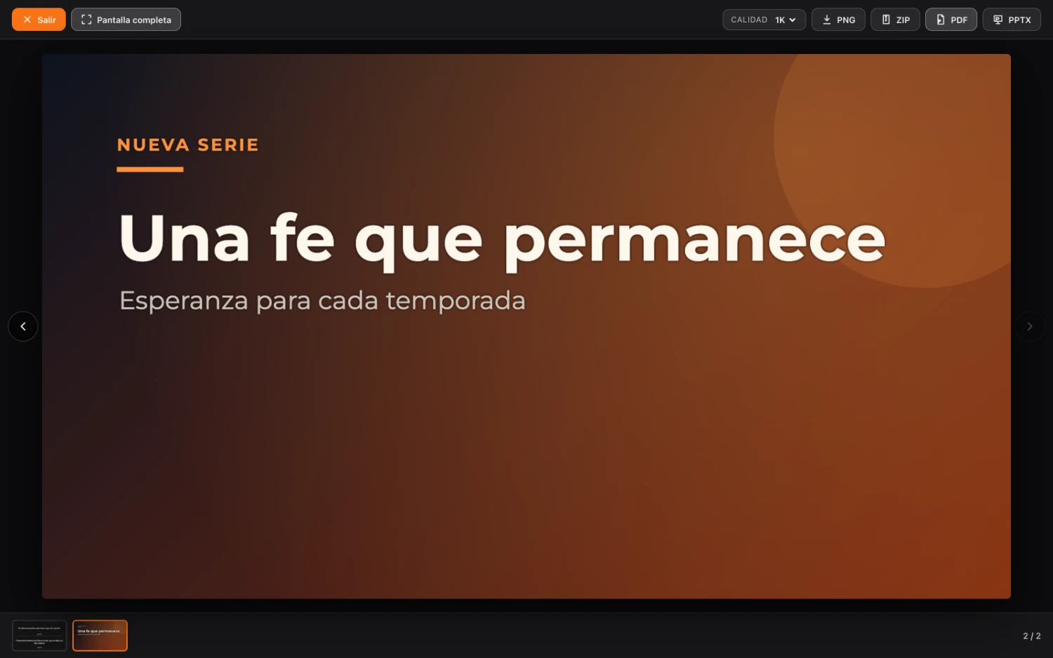 Modo presentación a pantalla completa